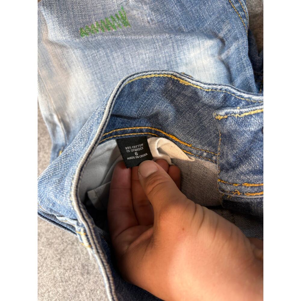 Vintage 90s London Jean Denim Cropped Capri Jeans Womens 6 Blue Distressed Faded - Picture 6 of 7